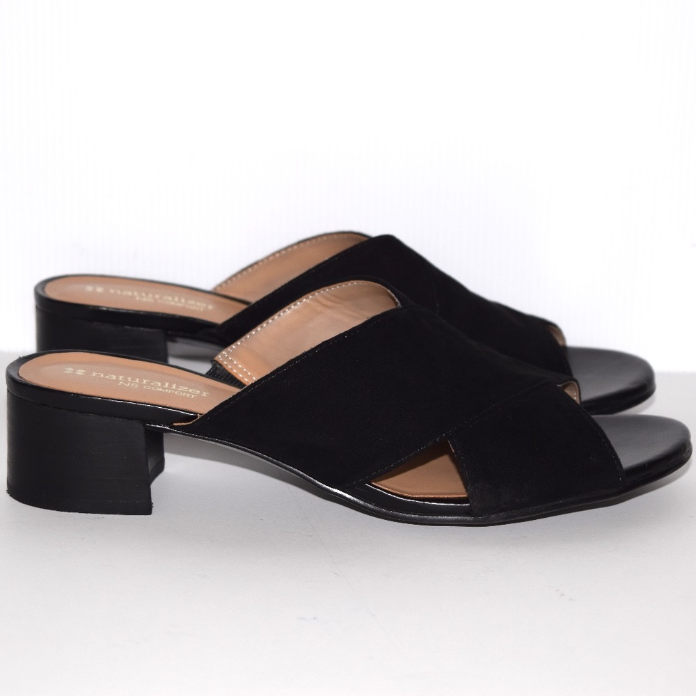 Naturalizer Black Suede Slide Sandals